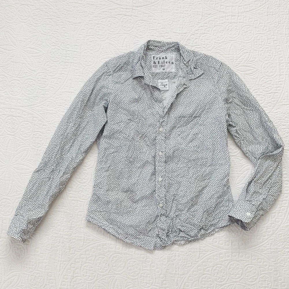 Frank & Eileen White and Black Micro Dot Button-Down Shirt